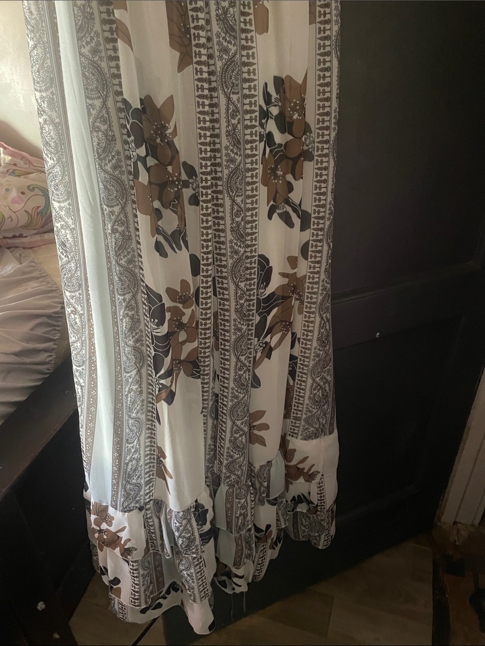 Othr Floral Print Button-Front Midi Dress in Cream and Brown
